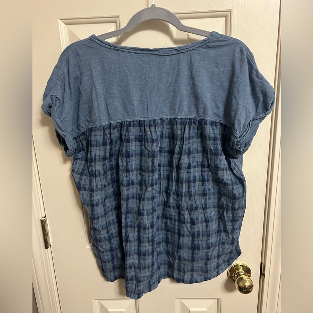 Anthropologie Pilcro Oversized Solid Front/Plaid Back Small‎ - Picture 3 of 6